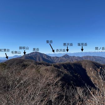 2025.11.9に登った御坂（みさか）山と黒岳も見えます