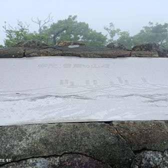 山頂から見える山々。。先日登った大洞岳や倶留尊山などの名前も見えますが、ガスで何も見えません🤣