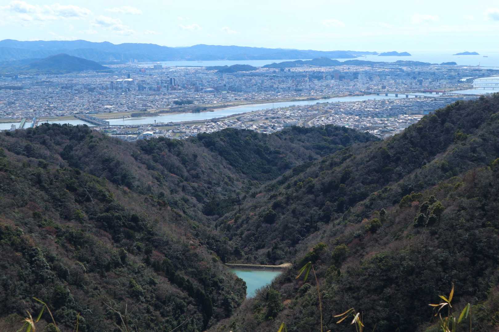 池がブルー。
