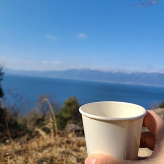 琵琶湖と湖西の山々に乾杯☕