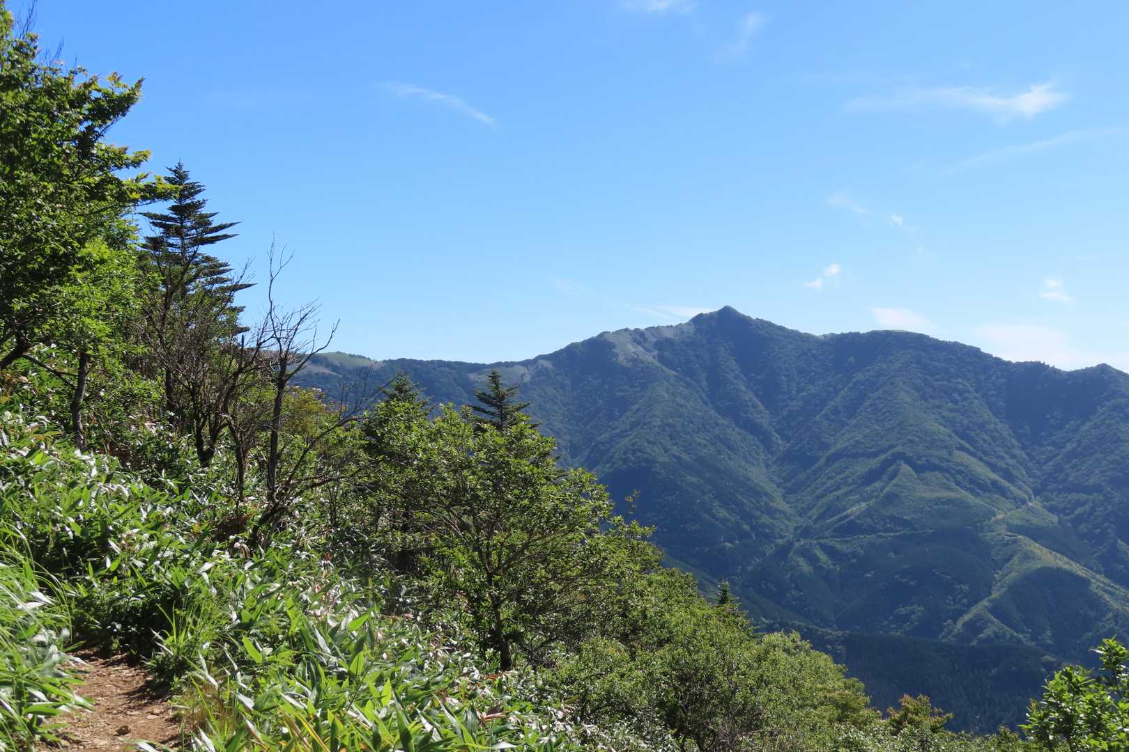 桑瀬峠に出る手前から見る冠山
天気待ちをした甲斐があり、最高の天気です。
