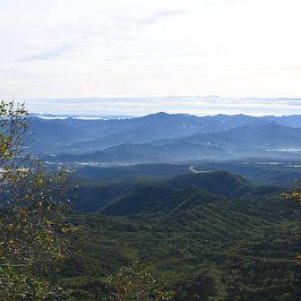 山々と麓の深緑の森