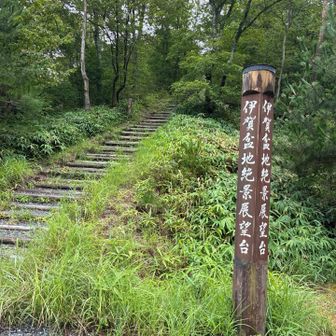 駐車場の一角に展望台への階段