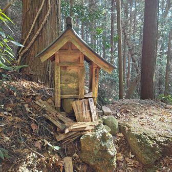 西ノ行者堂。経塚ではないけれど葛城修験コースならではの寄り道。
分岐地点から一分ほど歩いた崖上にあり、こんなところにまであるのが面白いな。