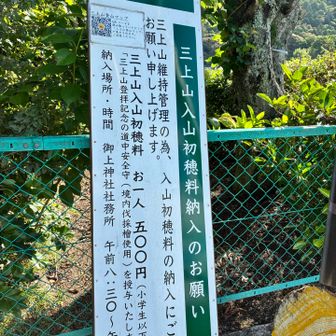 神社に入山料を払います
