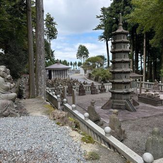 たくさんの如来石像？がお出迎えしてくれています
これは法華経に出てくる多宝塔か？