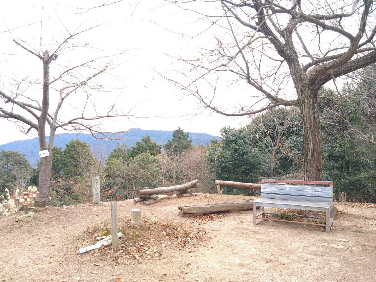 反射板のすぐ向こうが松笠山山頂(標高375m)でした。