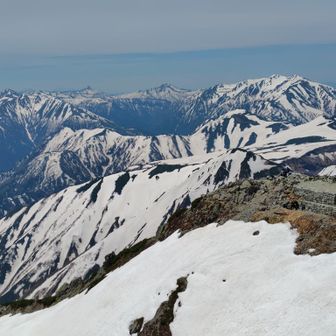 黒部五郎に笠と懐かしい山々です