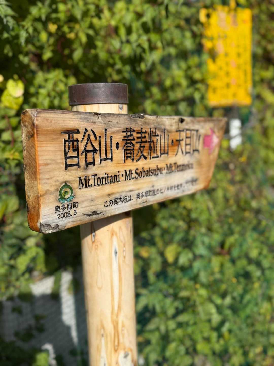 東日原バス停-横篶山-天目山 往復コースの写真