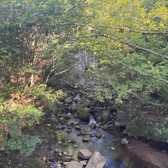 石井ダム登山口の橋の上から