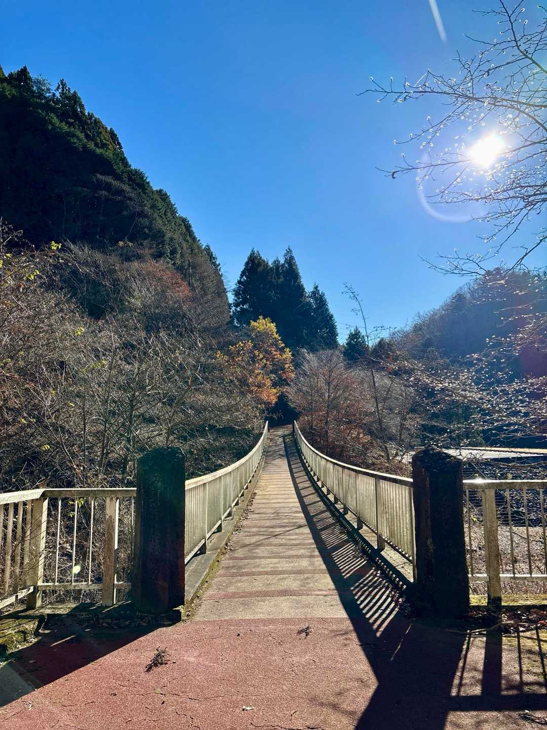 川に掛かった橋を渡って