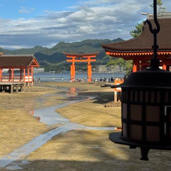 海水が引き始めましたね
ここから私が御朱印もらいに
長い行列で諦めようと思ったけど、お二人が大丈夫って
結局40分ほど御朱印もらうのに時間かかっちゃった
嫌な顔１つせず待ってくれてありがとう
感謝感謝🙏