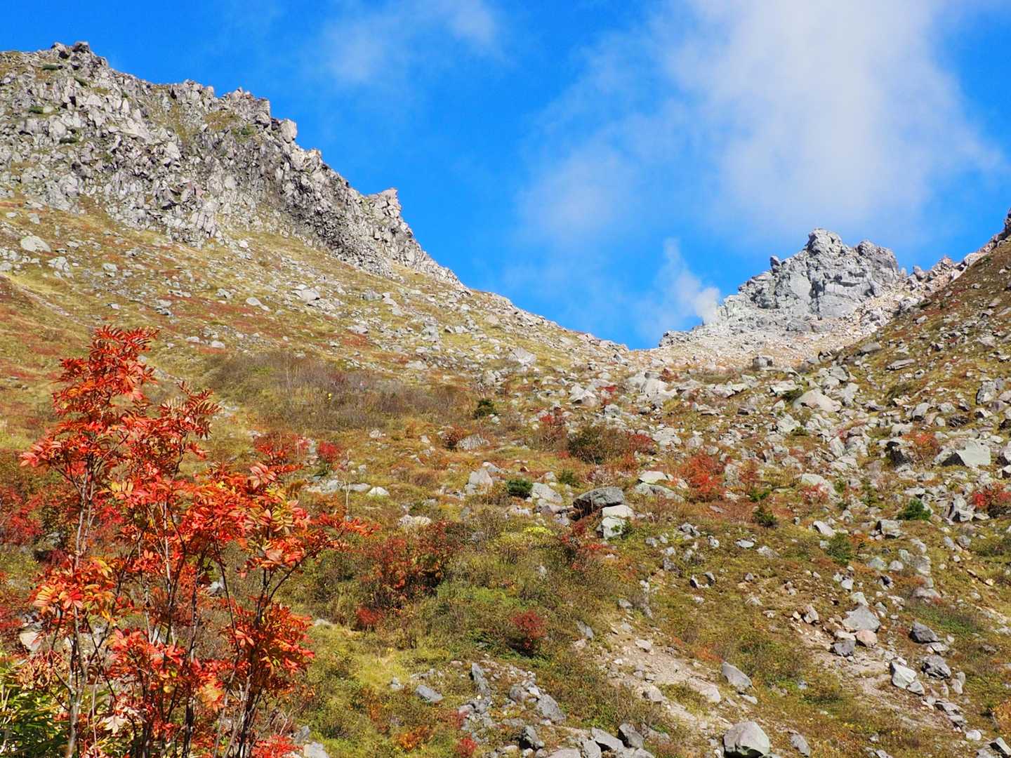 南北の峰の間の岩山こそが北峰とみられた。