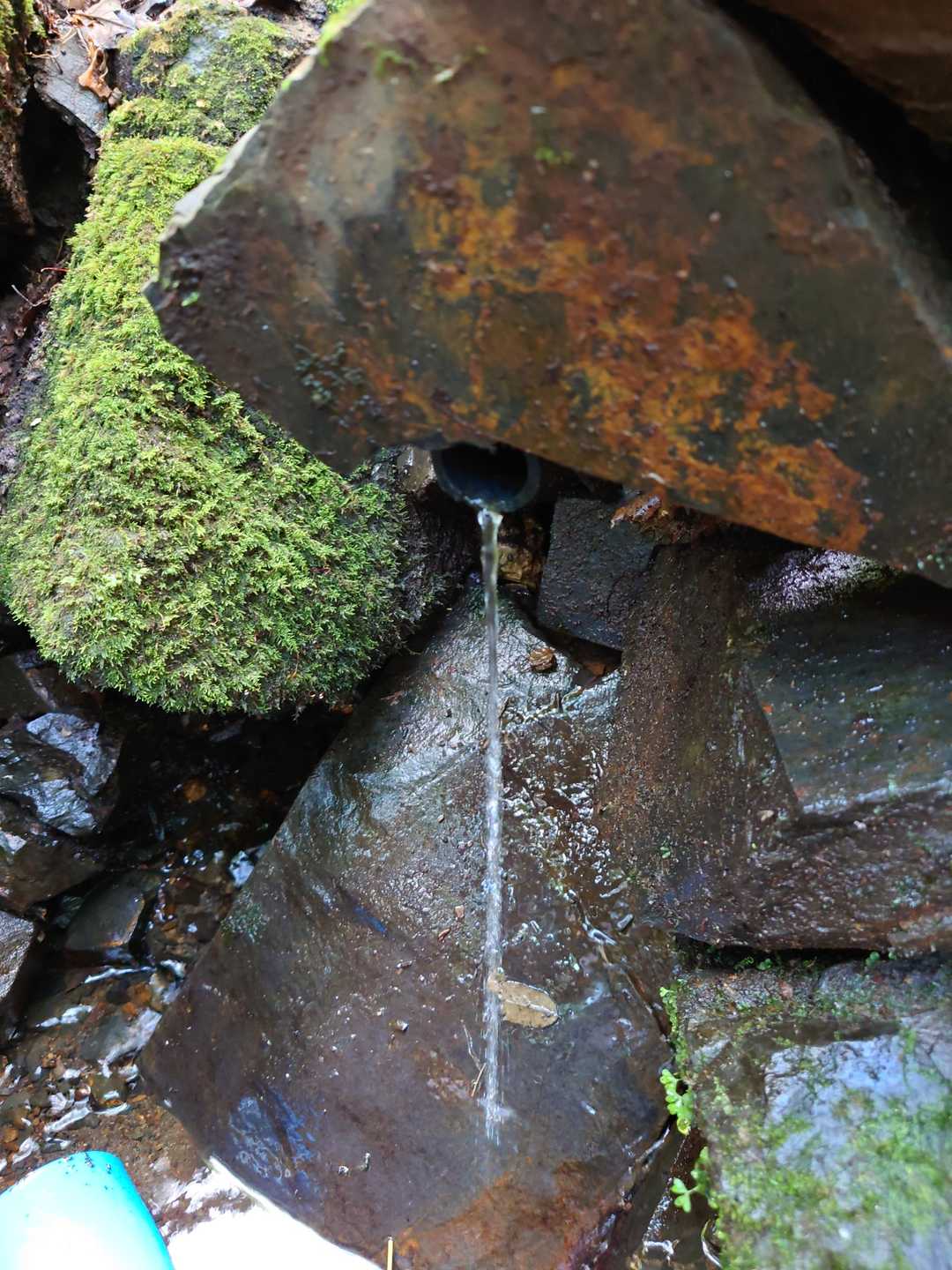 山から絞り出してくれた、貴重なお水💧勢いは無くても、混じりっ気冷たい美味しい水でした。有り難し😊