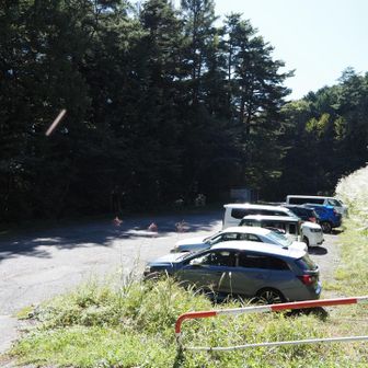 下の駐車場に停めました