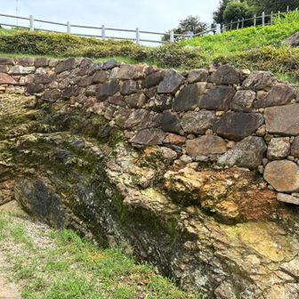 下のチャートの岩盤の上に石垣が組まれている。