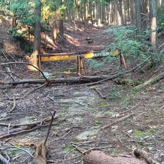 ここに来るまでｱﾁｺﾁ徘徊しました。^⁠_⁠^
この車止めの向こうに
[埴土山]が。