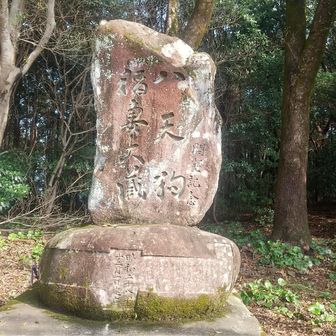 江戸時代の力士稲妻大蔵が、天狗に相撲を習ったとの逸話の石碑