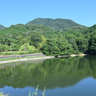 大池と二上山