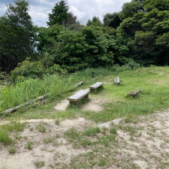 頂上から少し降った展望場所　弁当