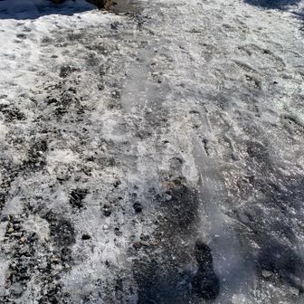 ガチガチ氷をバリバリ踏みしめます😊