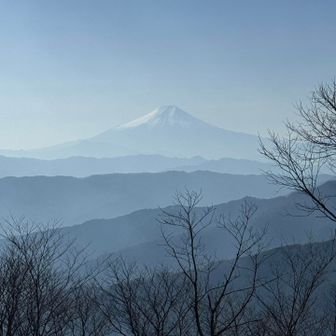 御前山の手前で富士山。先に写真を撮っていた方は、大岳山から鋸山を抜けて奥多摩湖に降りられるとか。