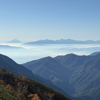 お決まりの
富士山と南アルプス