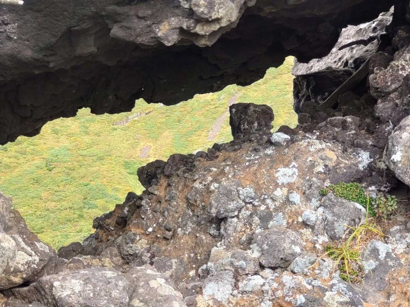 岩の小窓から見える景色も秋です💛