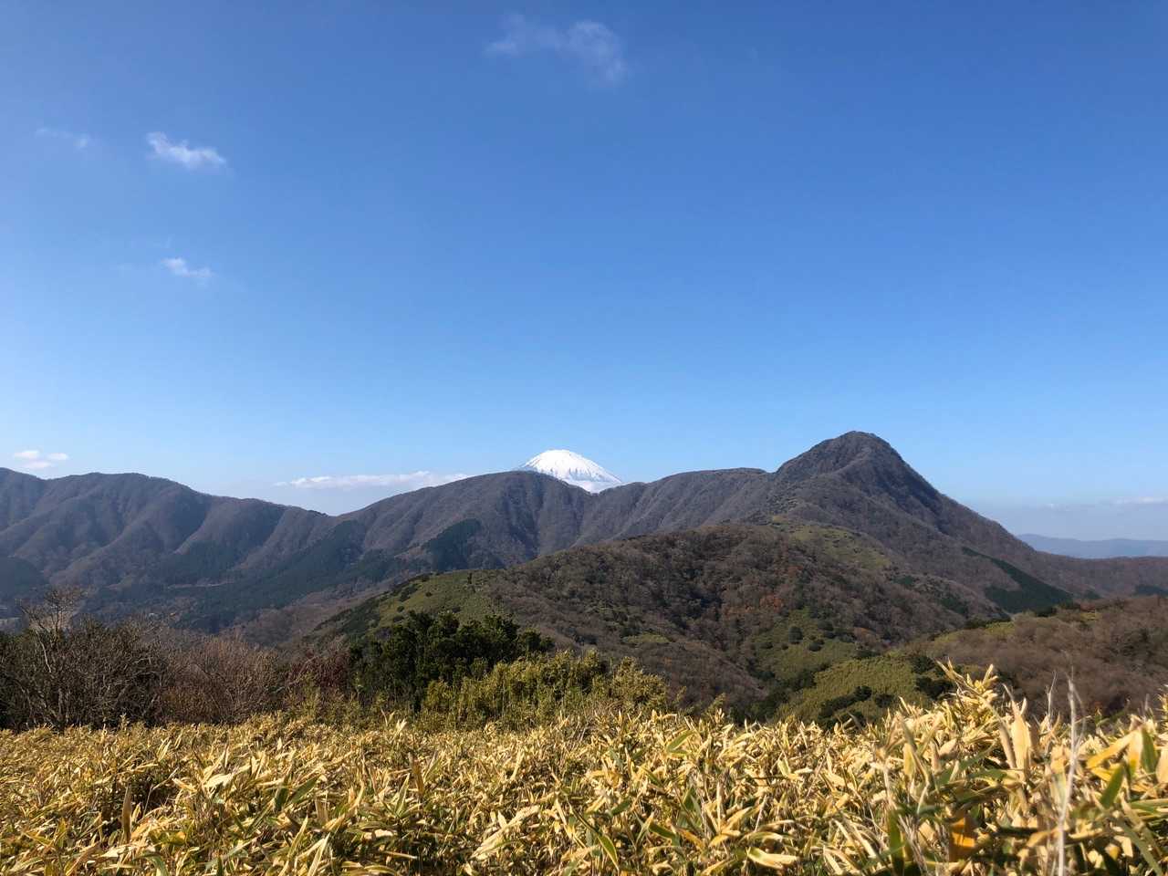 富士山と目指す金時山はまだ高く