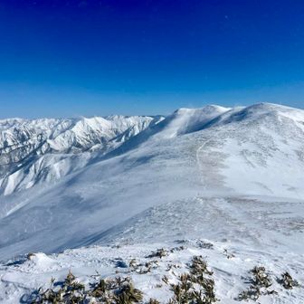 仙ノ倉、谷川岳方面。美しい稜線です。でも行くと地獄でした😢