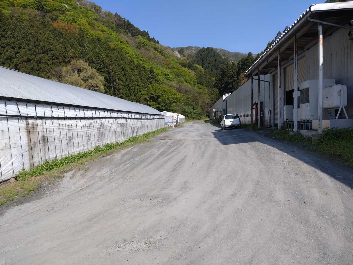 林道までに会社がありその敷地内を通る。最初に来た時はビビって一旦出てしまった😅