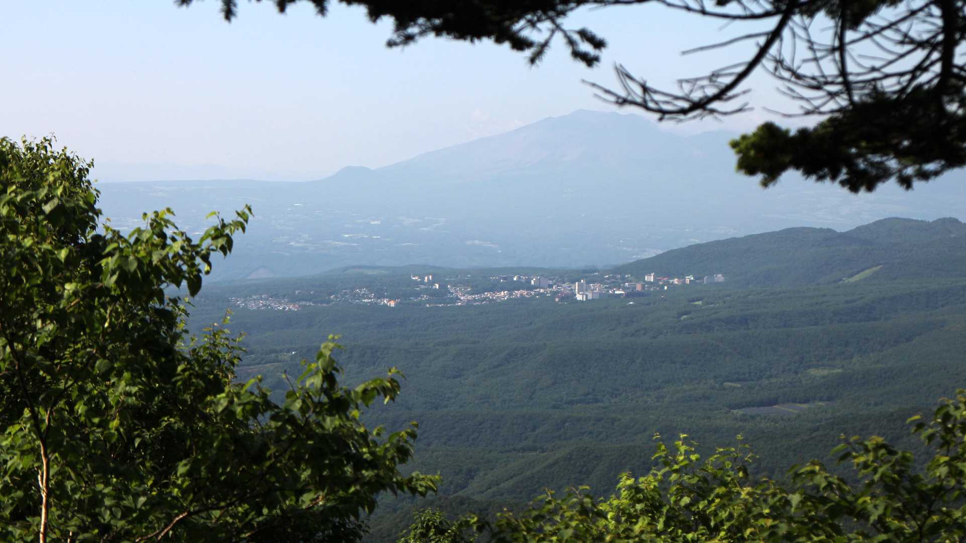 木々の間から草津温泉街