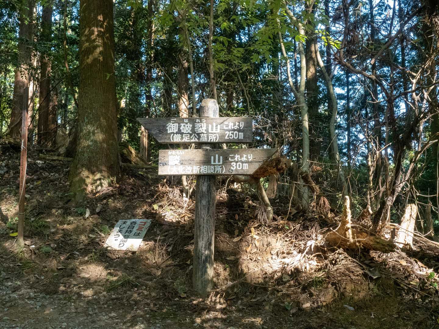 分岐点。
先に御破裂山に行きます。