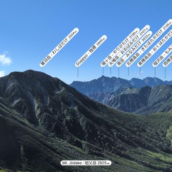 じいだけ山頂から
槍ヶ岳方面
360°グルっと絶景✨️✨️