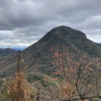 登りになると、どんどん追い抜かれます。たまらず座り込んで休みます。そのときに先程登った我拝師山を撮影しました。