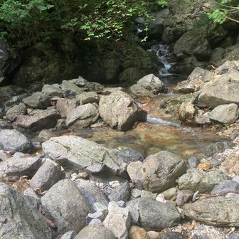 第一渡渉点。水量は少なめ