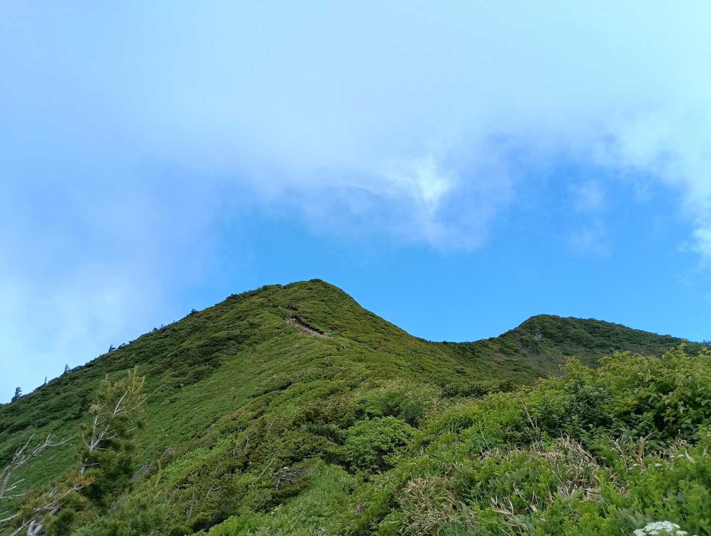 白石女子校小屋跡-不忘山-南屏風岳-水引入道 縦走コースの写真