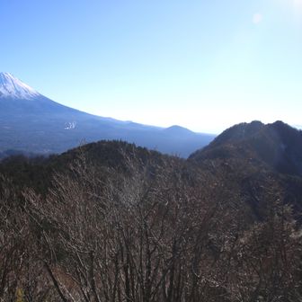 これから歩く金山と鬼ヶ岳、雪頭ヶ岳