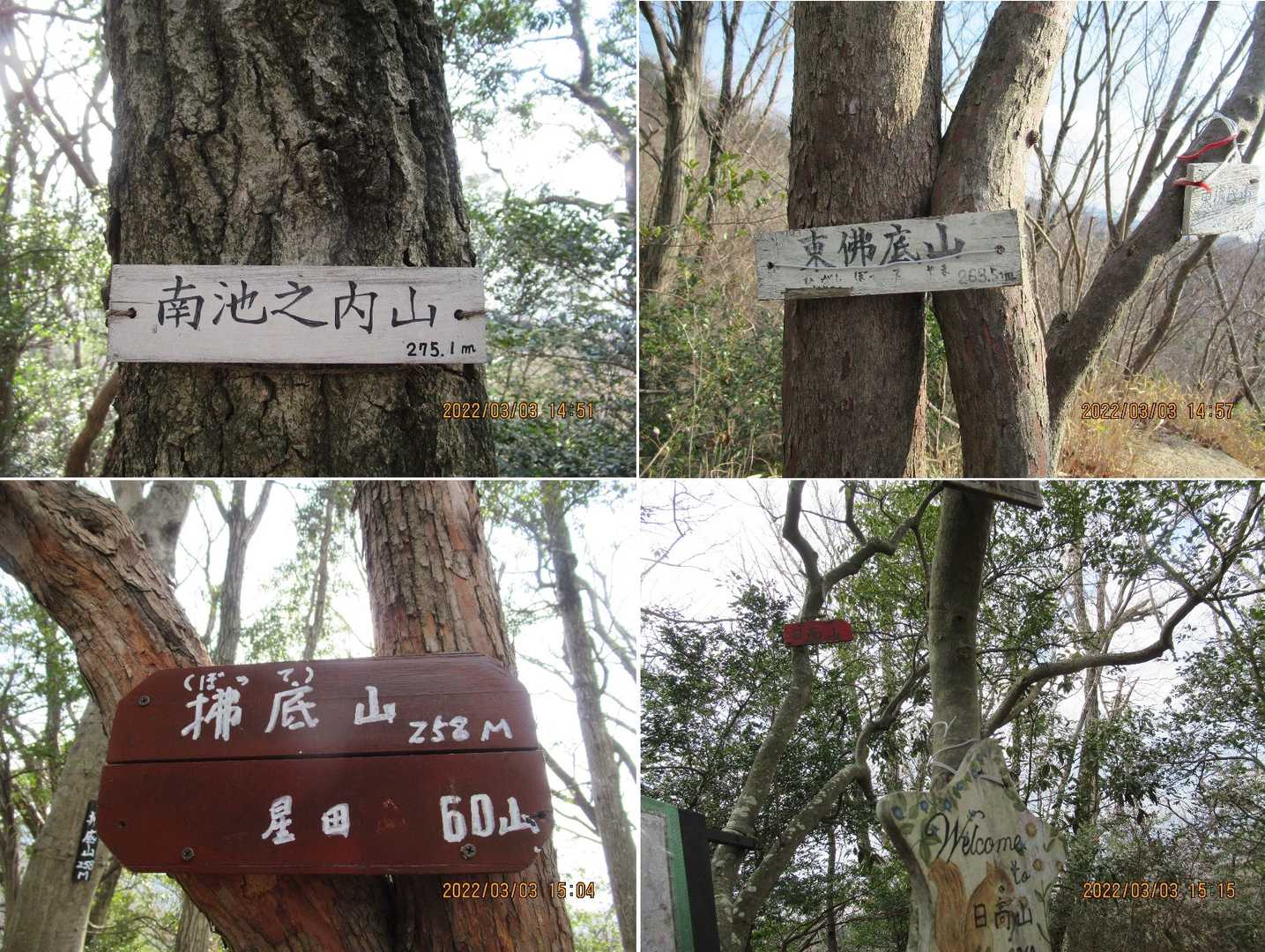 49南池之内山・50東佛底山・51佛底山・52日高山