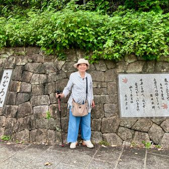 登り口に車イスを固定
いざ出発⤴
