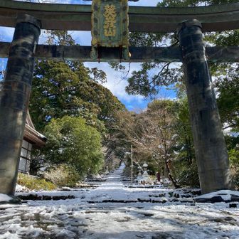 銅の鳥居と参道