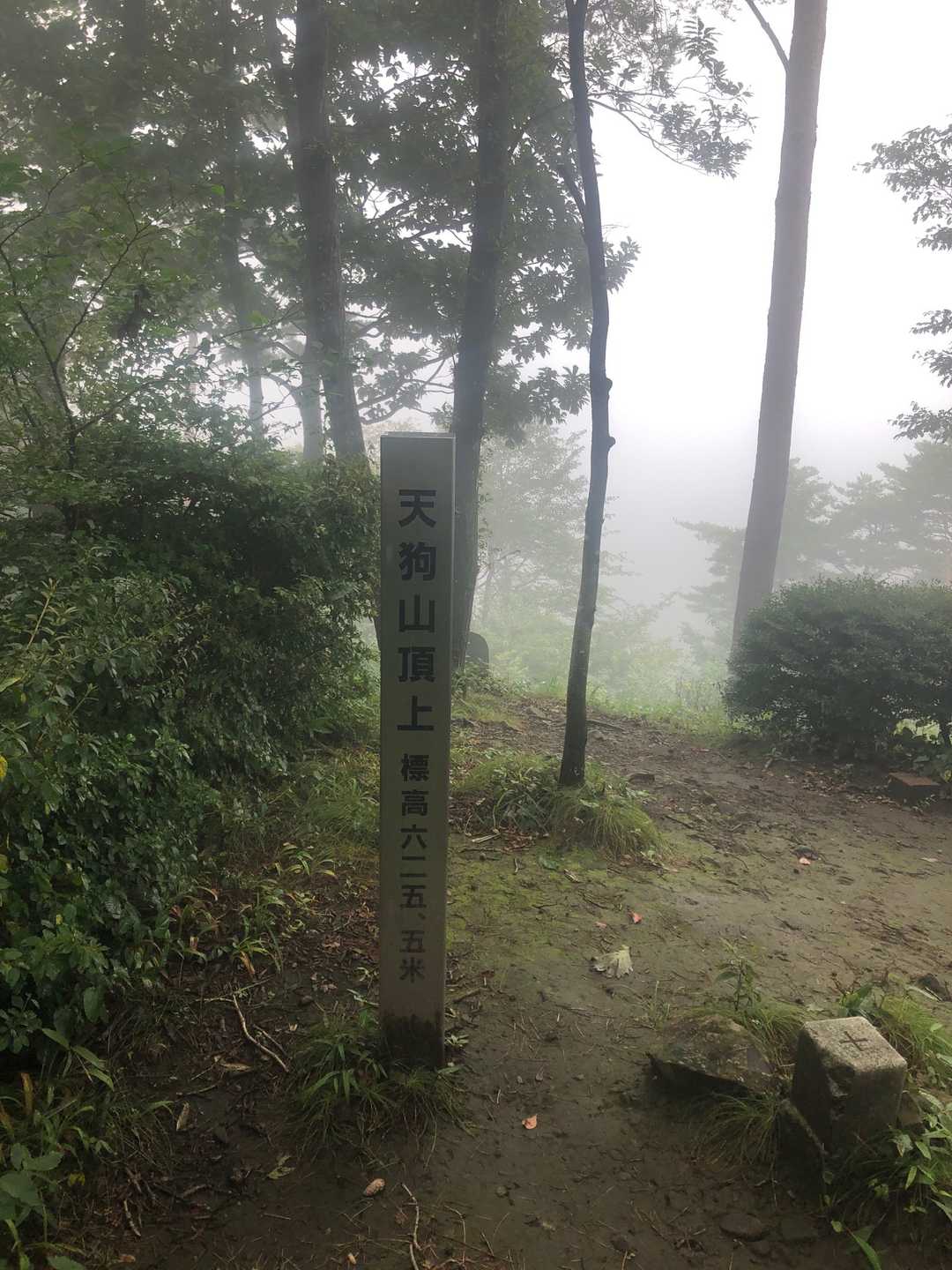山頂。ガスってます😅