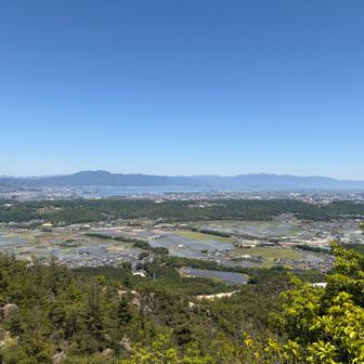 堂山いただき
秀麗な比叡・比良の眺め
初夏の陽ざしはきついが、湖面を渡ってきた風が心地よい。