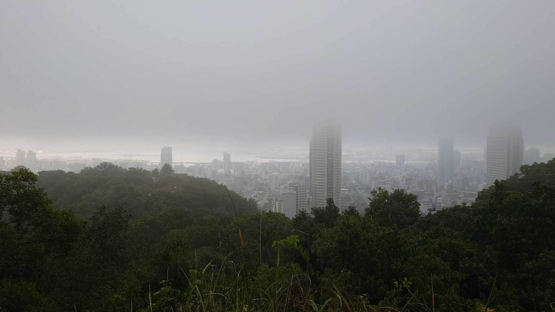 神戸市内霧だけど幻想的🤗