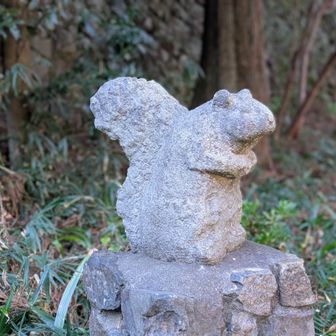 下山した階段の所に、かわいいりすちゃん