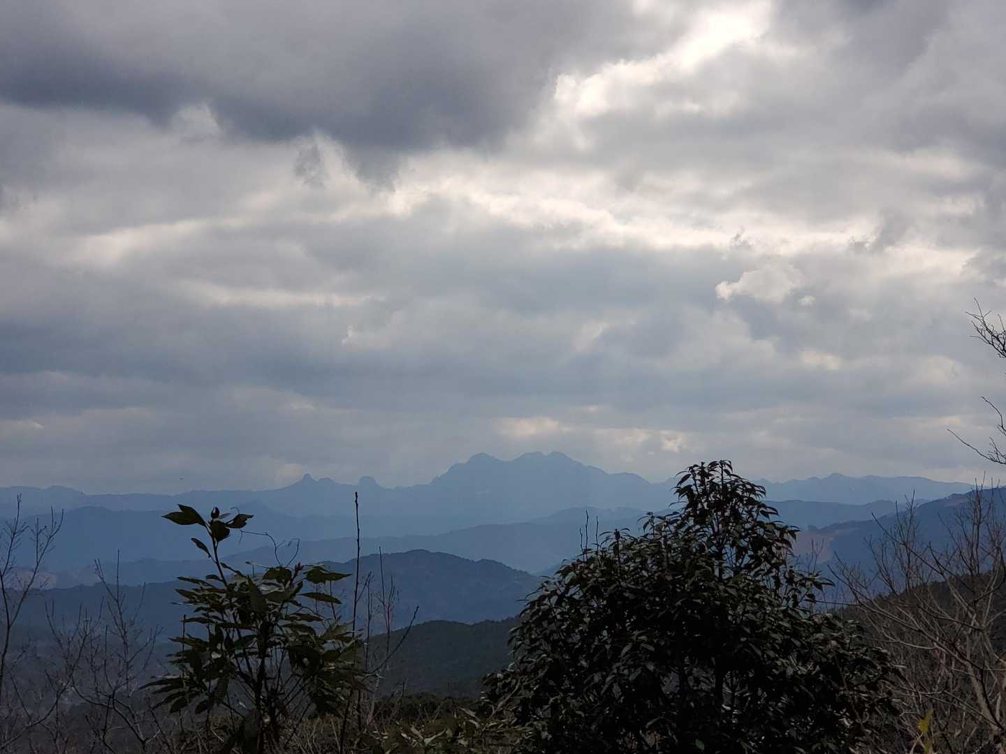 遠くに英彦山、その左側に鷹ノ巣山が見えていた。