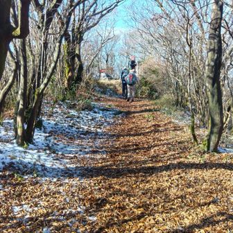 手前箇所は風が通り寒く、また山頂に戻り食事をしました。