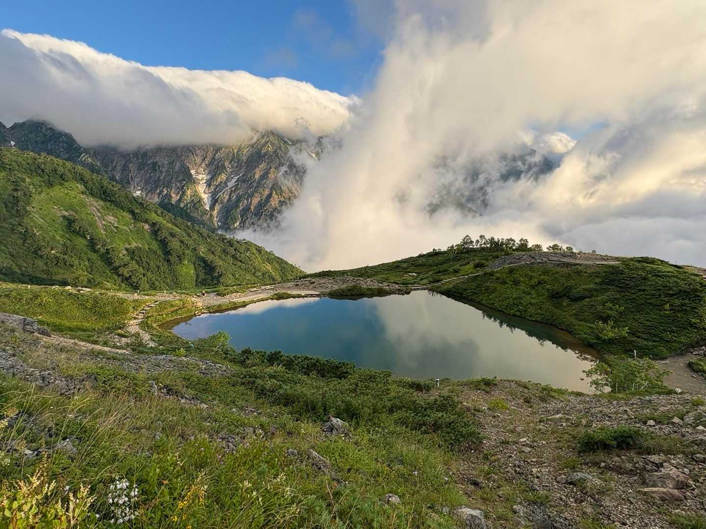 八方山-扇雪渓-丸山ケルン-唐松岳-不帰嶮-天狗の頭-猿倉 縦走コースの写真