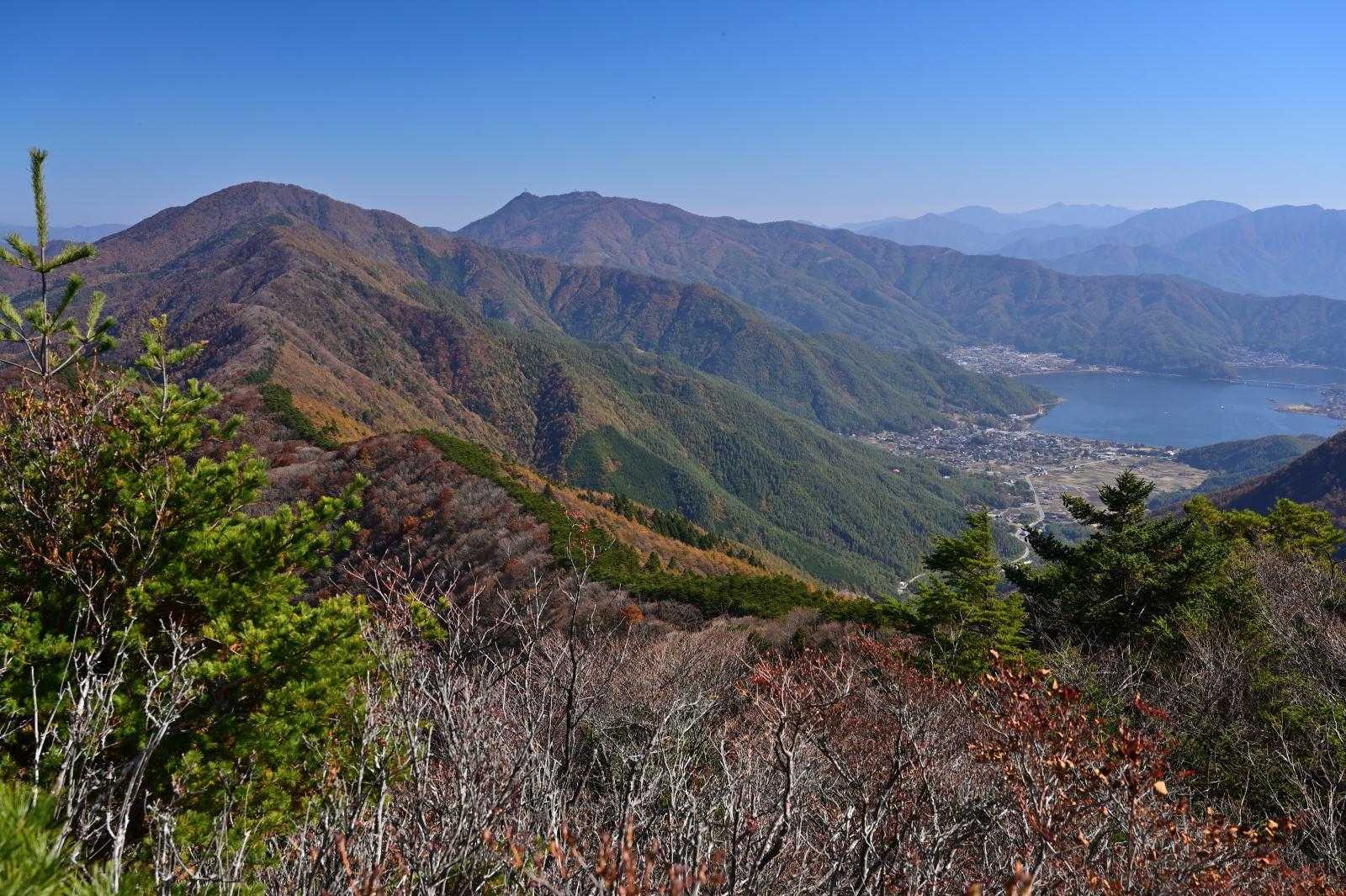 黒岳に続く長い稜線とその奥に三ツ峠山
紅葉がきれい