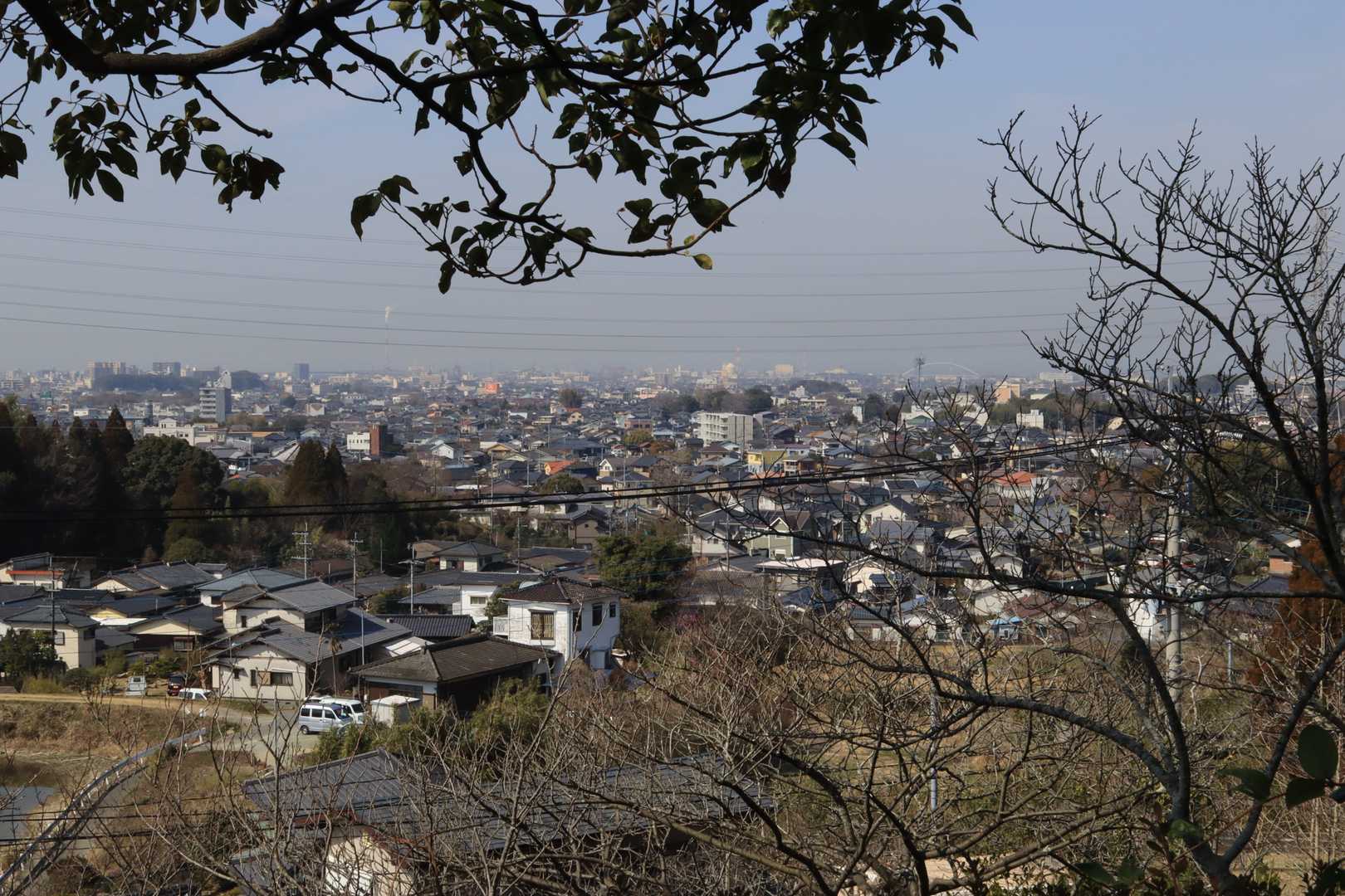 少し公園内を散策😊。
大牟田市かな？遠く有明海岸道路の矢部川大橋が見える😲。
すると登山道らしきものが🤤
